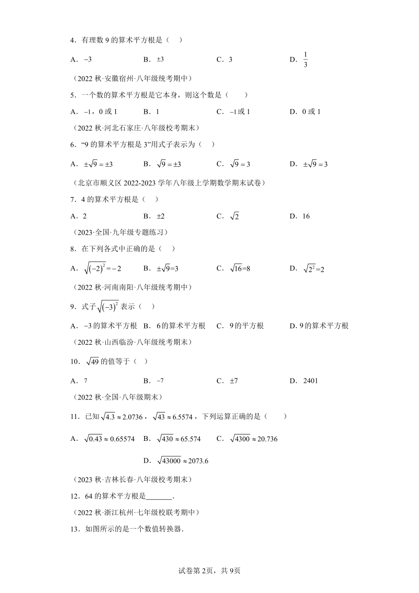 6.1平方根 同步讲义（含解析）七年级数学下册人教版