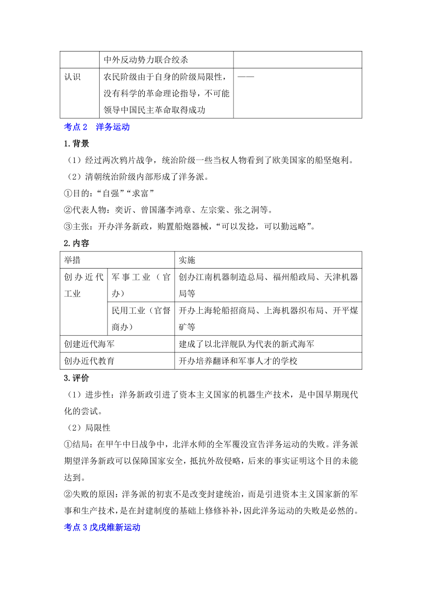 （14）国家出路的探索和挽救民族危亡的斗争 晨读暮诵清单--2024届高考统编版（2019）必修中外历史纲要上册三轮冲刺