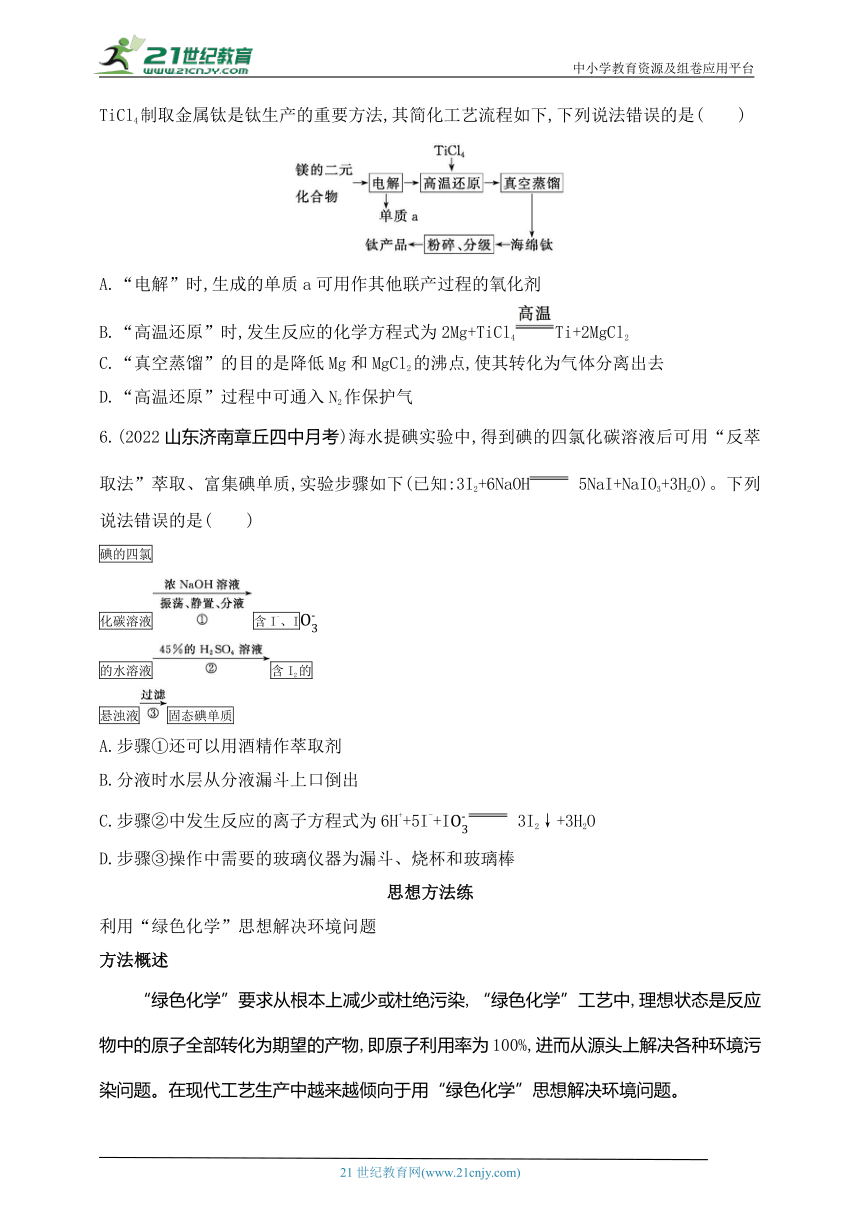 2024人教版高中化学必修第二册同步练习题--第八章　化学与可持续发展复习提升（含解析）