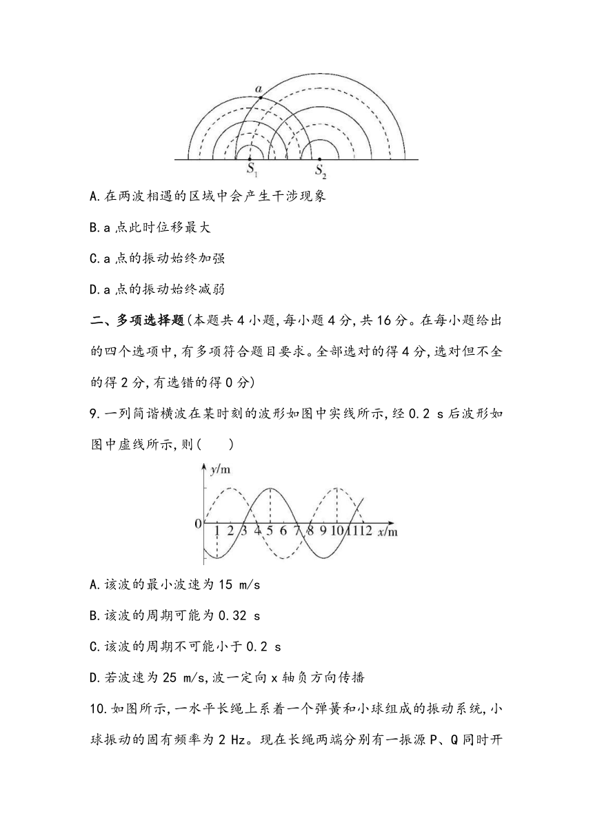 第三章 机械波 章节小测2023~2024学年高中物理人教版（2019）选择性必修第1册（含答案）