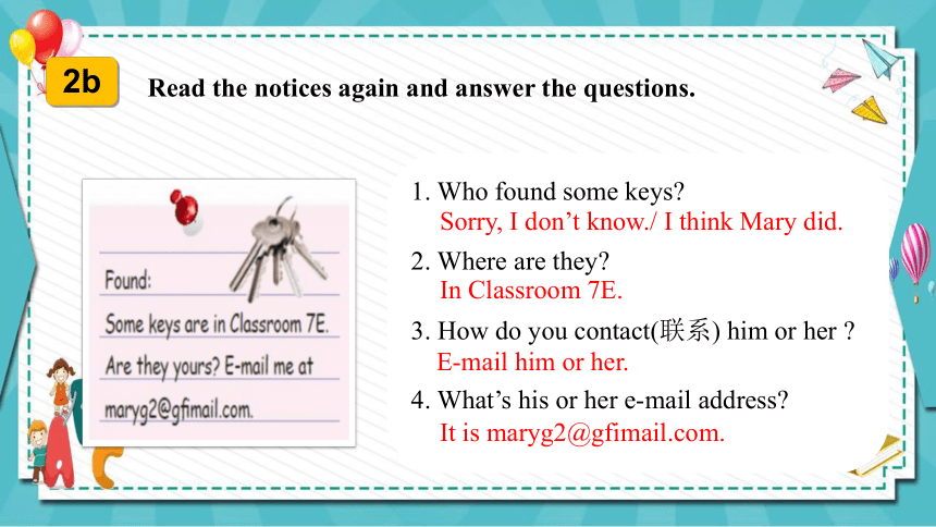 Unit 3 Is this your pencil Section B 2a-2c 课件(共21张PPT，内嵌音频) 2023-2024学年人教版英语七年级上册