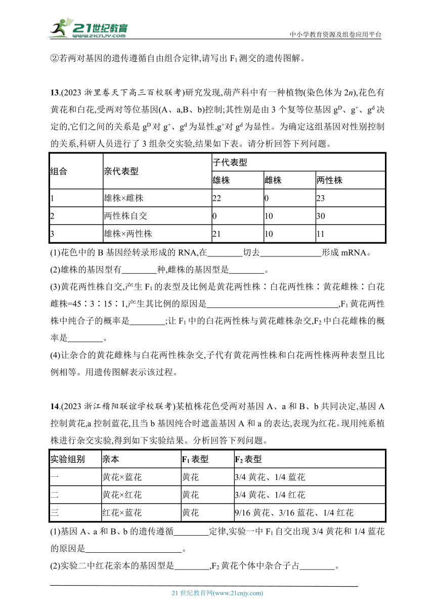 2025浙科版新教材生物学高考第一轮基础练--作业24　自由组合定律的题型突破（含解析）