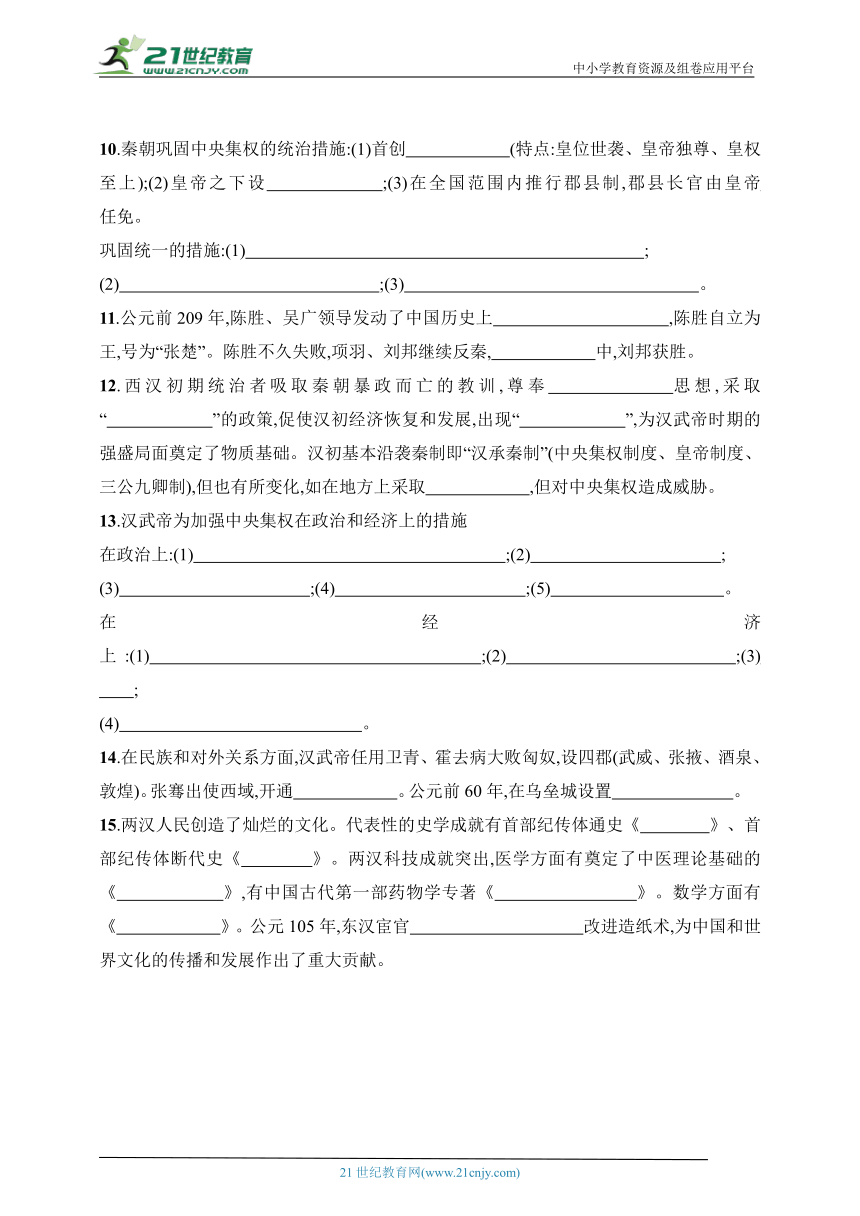 2024历史学业水平考试专题练--第1单元 从中华文明起源到秦汉统一多民族封建国家的建立与巩固(含答案）