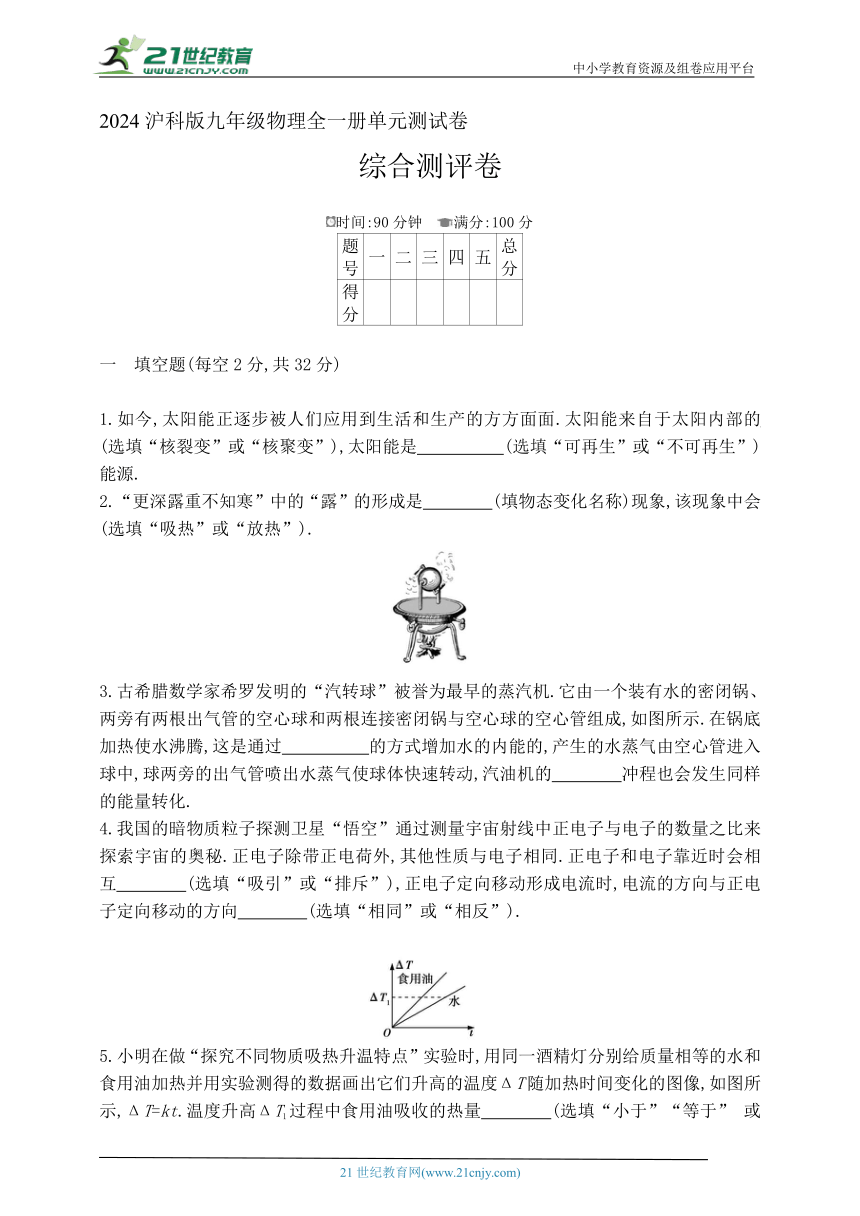 2024沪科版九年级物理全一册单元测试卷-- 期末测评卷（含解析）