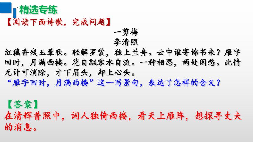 2024届高考语文一轮基础复习专项：诗歌鉴赏之句子含义专练 课件(共27张PPT)