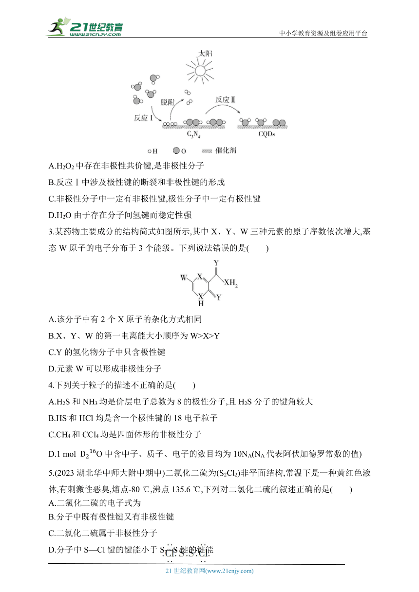 2024人教版高中化学选择性必修2同步练习题--第1课时　共价键的极性（含解析）