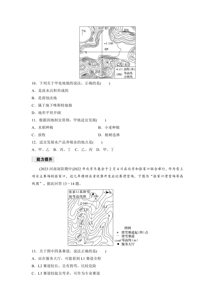 2023-2024学年高中地理鲁教版（2019）必修1  第三单元单元活动学用地形图探究地貌特征 课时练（含解析）