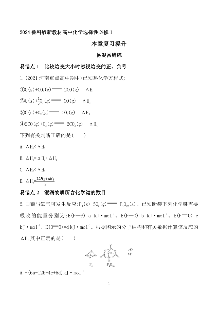 2024鲁科版新教材高中化学选择性必修1同步练习--第1章　化学反应与能量转化复习提升（含解析）