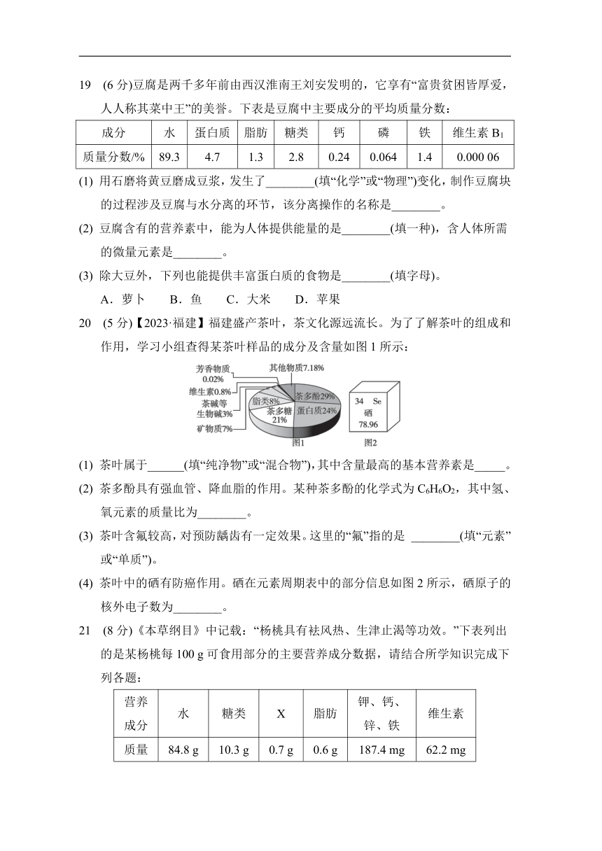 第八章 食品中的有机化合物综合素质评价（含答案）沪教版（全国） 九年级下册