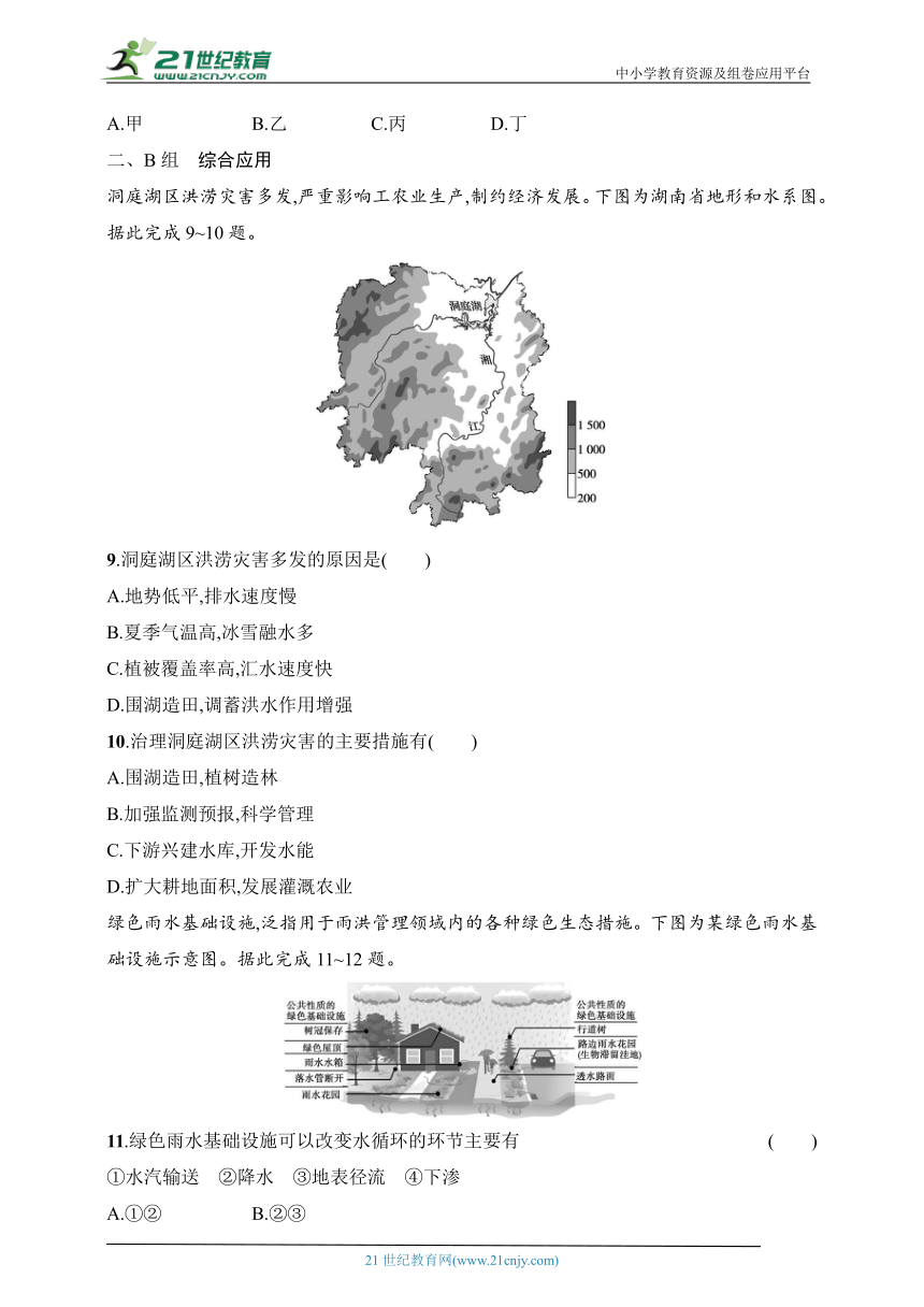 2024浙江专版新教材地理高考第一轮基础练--考点分层练31　水循环（含解析）