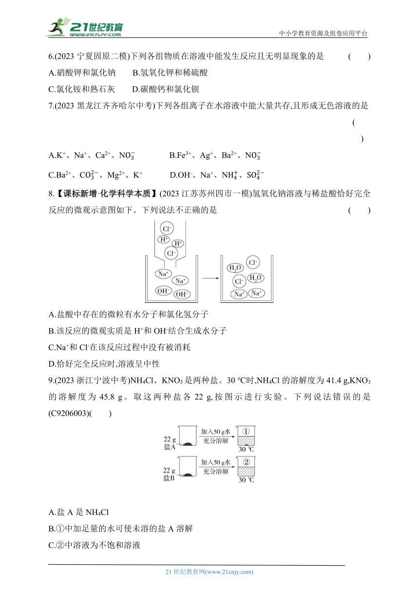 2024沪教版化学九年级下学期课时练--期中素养综合测试