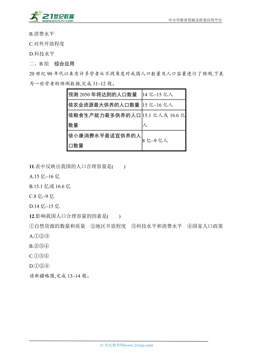 2024浙江专版新教材地理高考第一轮基础练--考点分层练49　资源环境的限制性和人口容量（含解析）