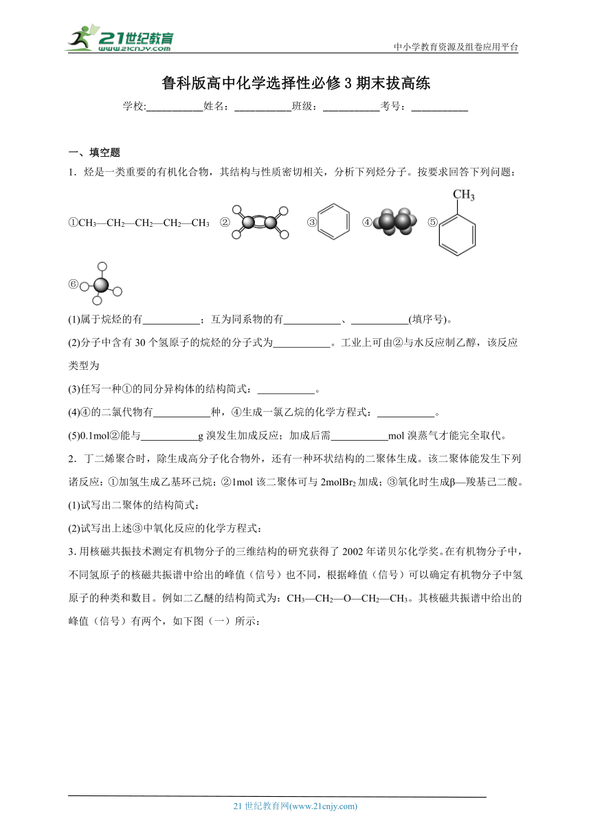 鲁科版高中化学选择性必修3期末拔高练（含答案）