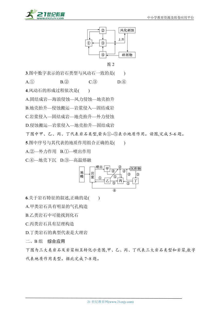 2024浙江专版新教材地理高考第一轮基础练--考点分层练15　岩石转化与地质循环（含解析）