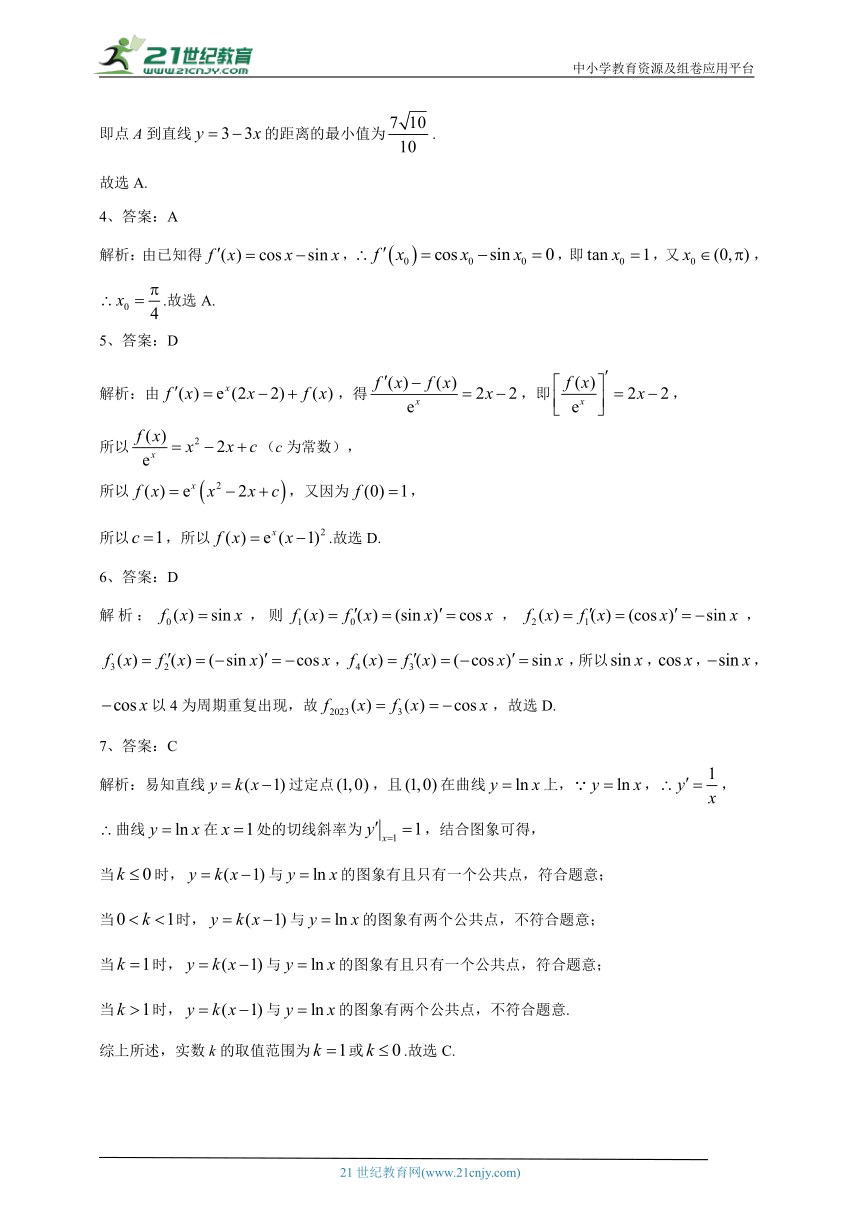 2023-2024学年选择性 必修一 第五章 导数及其应用 章节测试题(含答案)