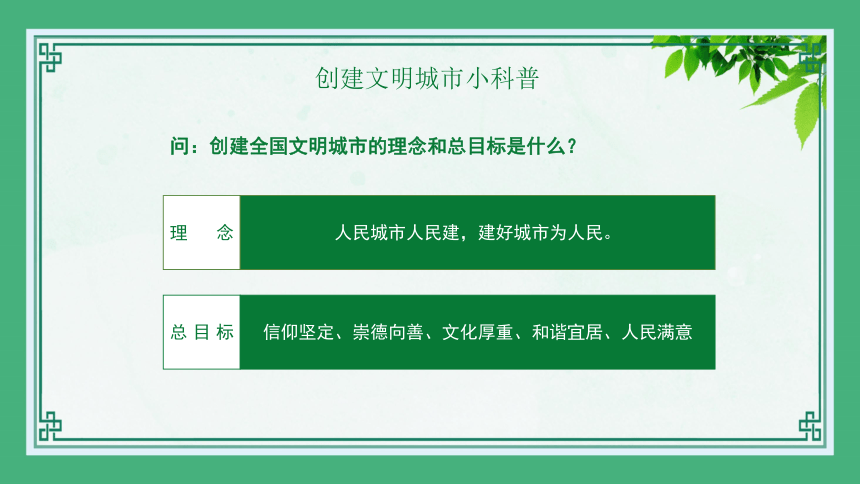 创建文明城市主题班会 课件(共17张PPT)