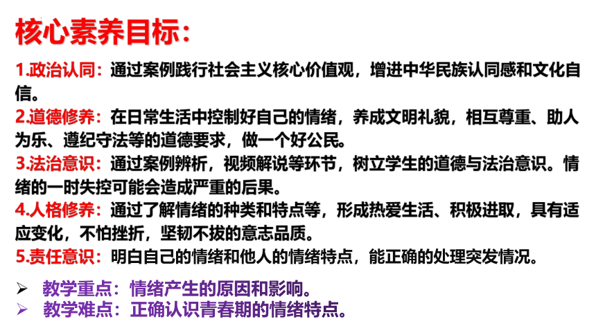 （核心素养目标）4.1 青春的情绪 课件(共26张PPT)-2023-2024学年统编版道德与法治七年级下册