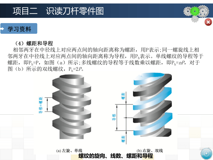 项目二　识读刀杆零件图 课件(共34张PPT)-《机械制图》同步教学（大连理工大学出版社）