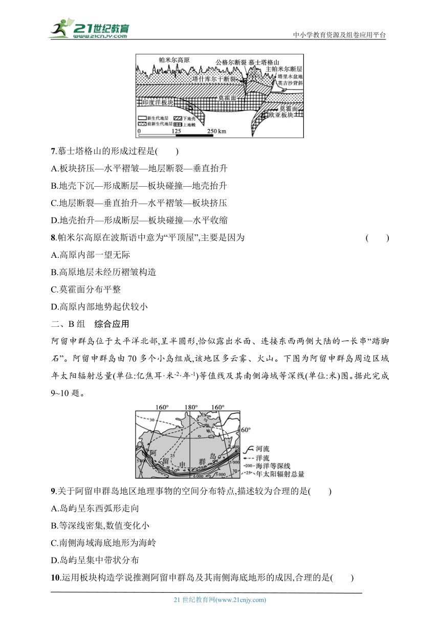 2024浙江专版新教材地理高考第一轮基础练--考点分层练16　板块运动与宏观地形（含解析）