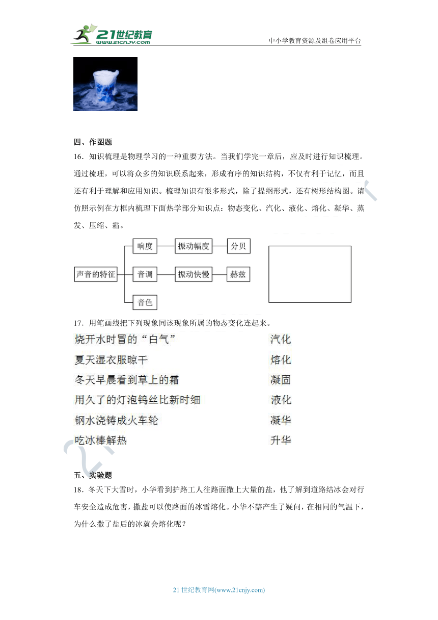 八年级物理上册第三章第4节升华和凝华 同步练习题（含答案解析）