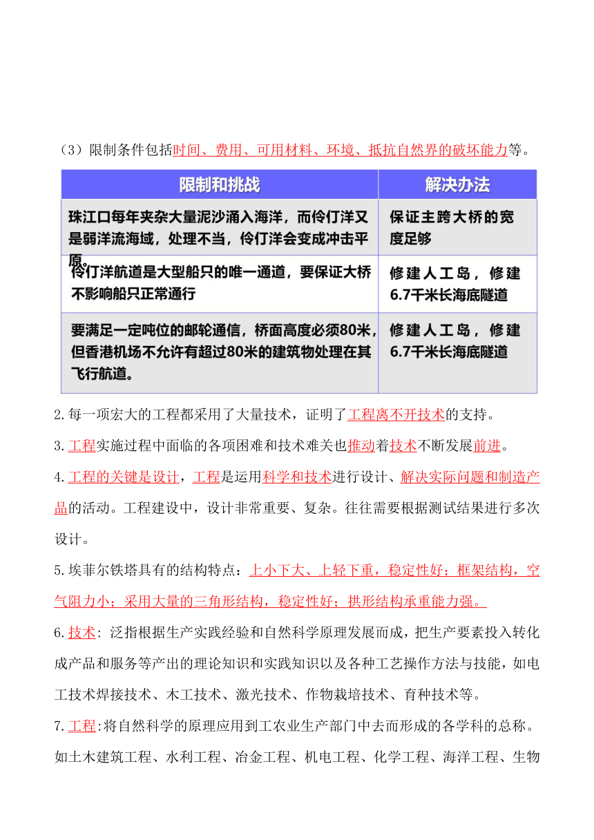 2023-2024学年六年级科学下学期期中核心考点集训（教科版）第一单元+小小工程师（知识清单）