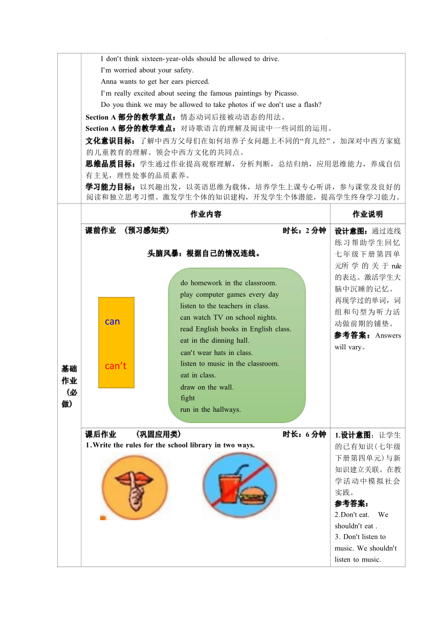 Unit 7 Teenagers should be allowed to choose their own clothes单元作业设计（共6课时）人教版英语九年级全册