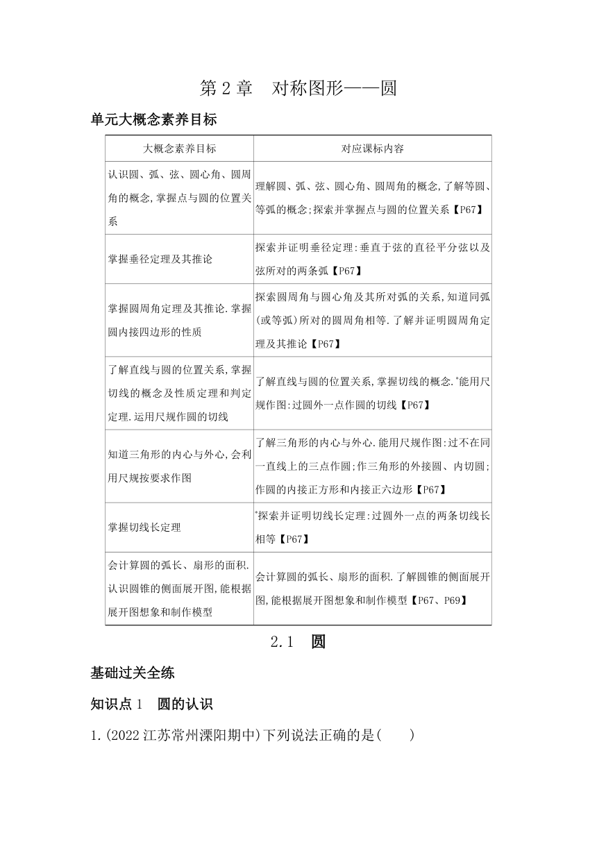 苏科版数学九年级上册2.1  圆 素养提升练（含解析）