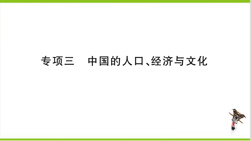 【掌控课堂-同步作业】人教版地理八(上)期末专项练 专项三 中国的人口、经济与文化 (课件版)