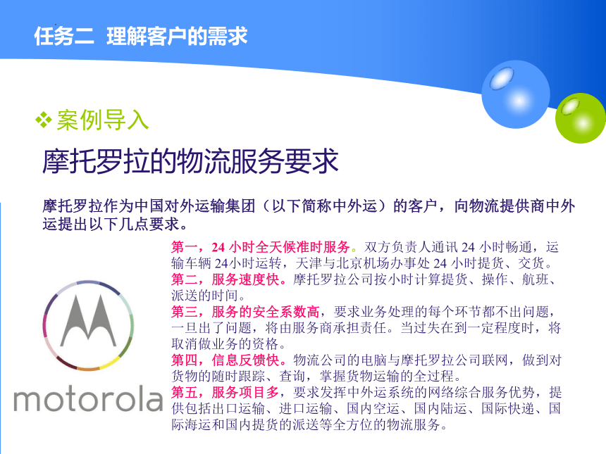 1.2理解客户的需求 课件(共18张PPT)-《物流客户服务》同步教学（高教版）