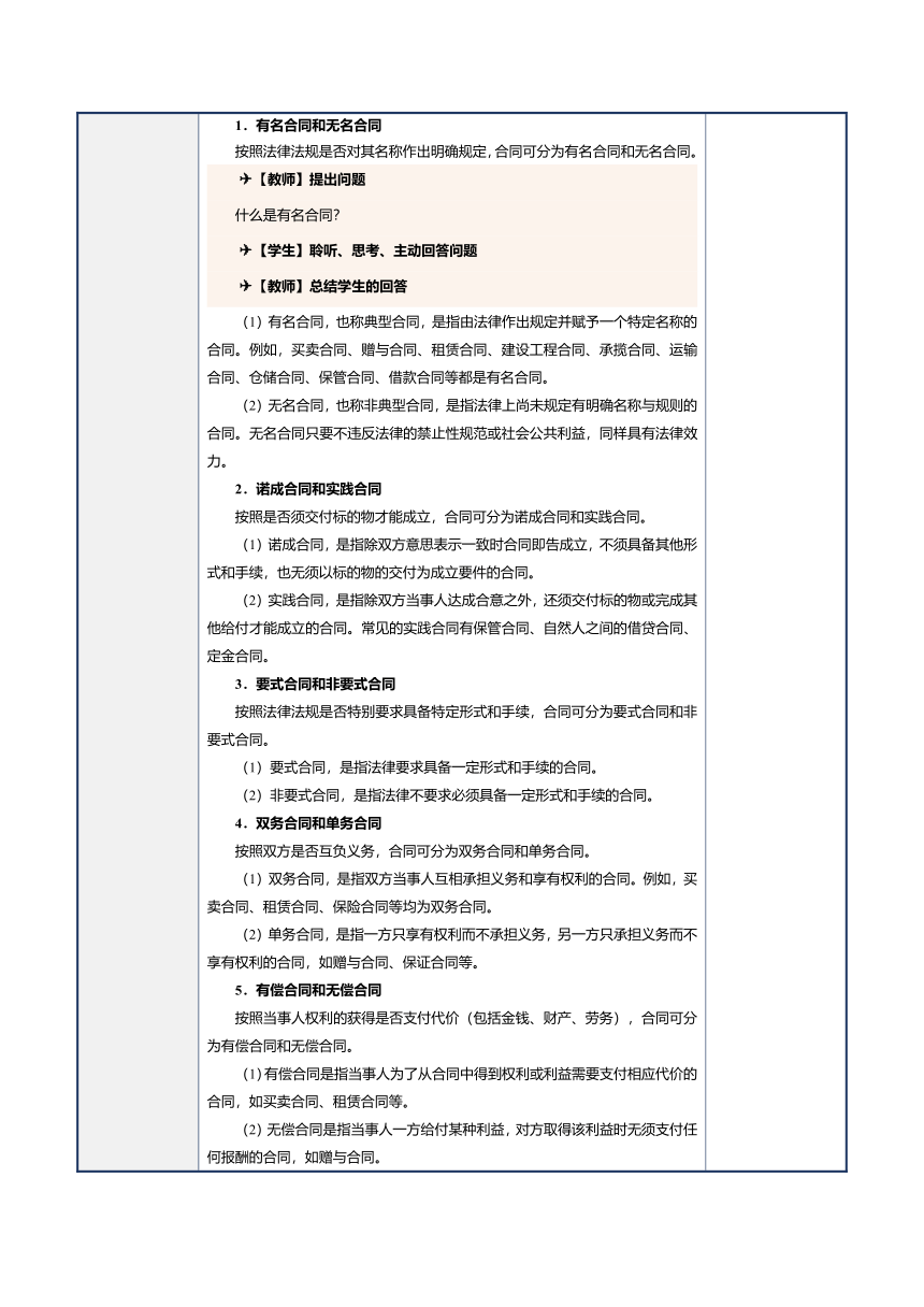 第15课合同的基本规定 教案（表格式）《经济法基础》（江苏大学出版社）