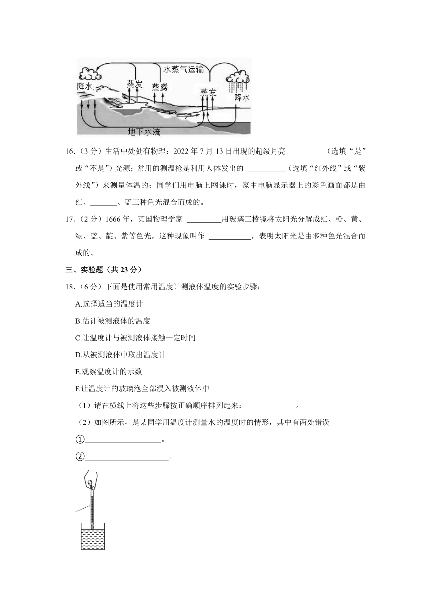 陕西省西安市五环中学2023-2024学年八年级上学期期中物理试卷（含解析）