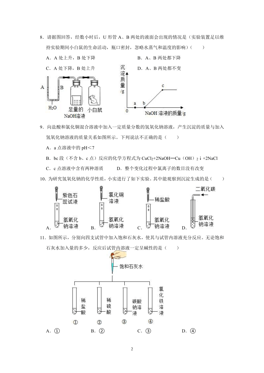 ”精品作业“1.4 常见的碱 第1课时（基础版）(含答案)