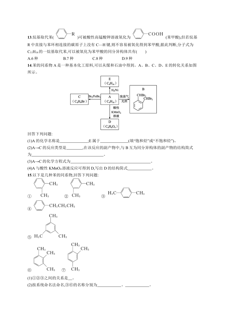 2023-2024学年高中化学人教版2019选择性必修3课后习题 第二章 第三节 芳香烃（含解析）