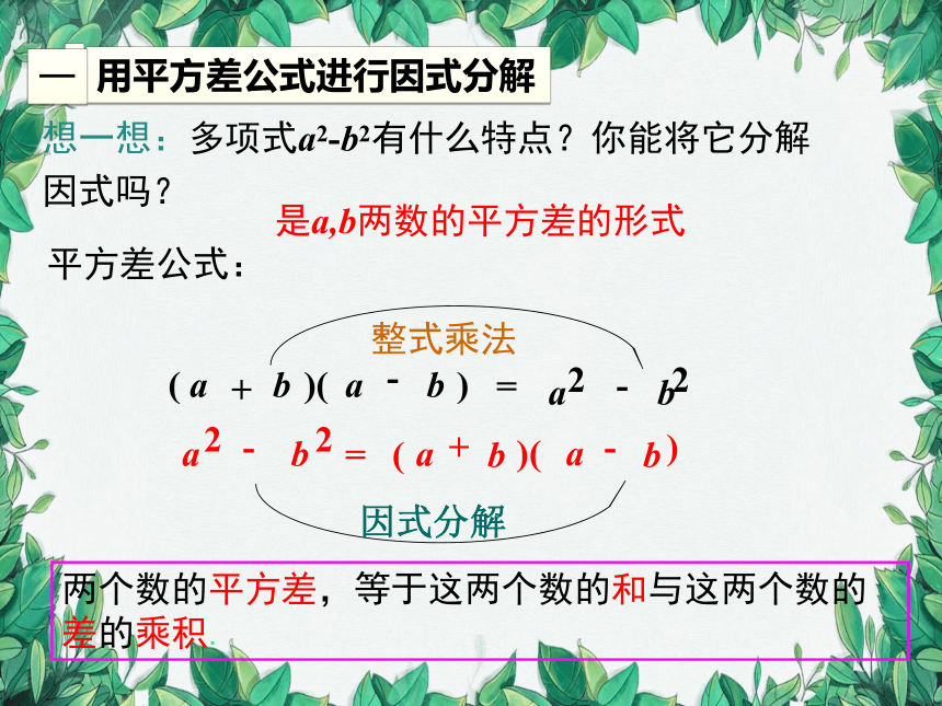 人教版数学八年级上册 14.3.2 第1课时 运用平方差公式因式分解课件（共22张PPT）