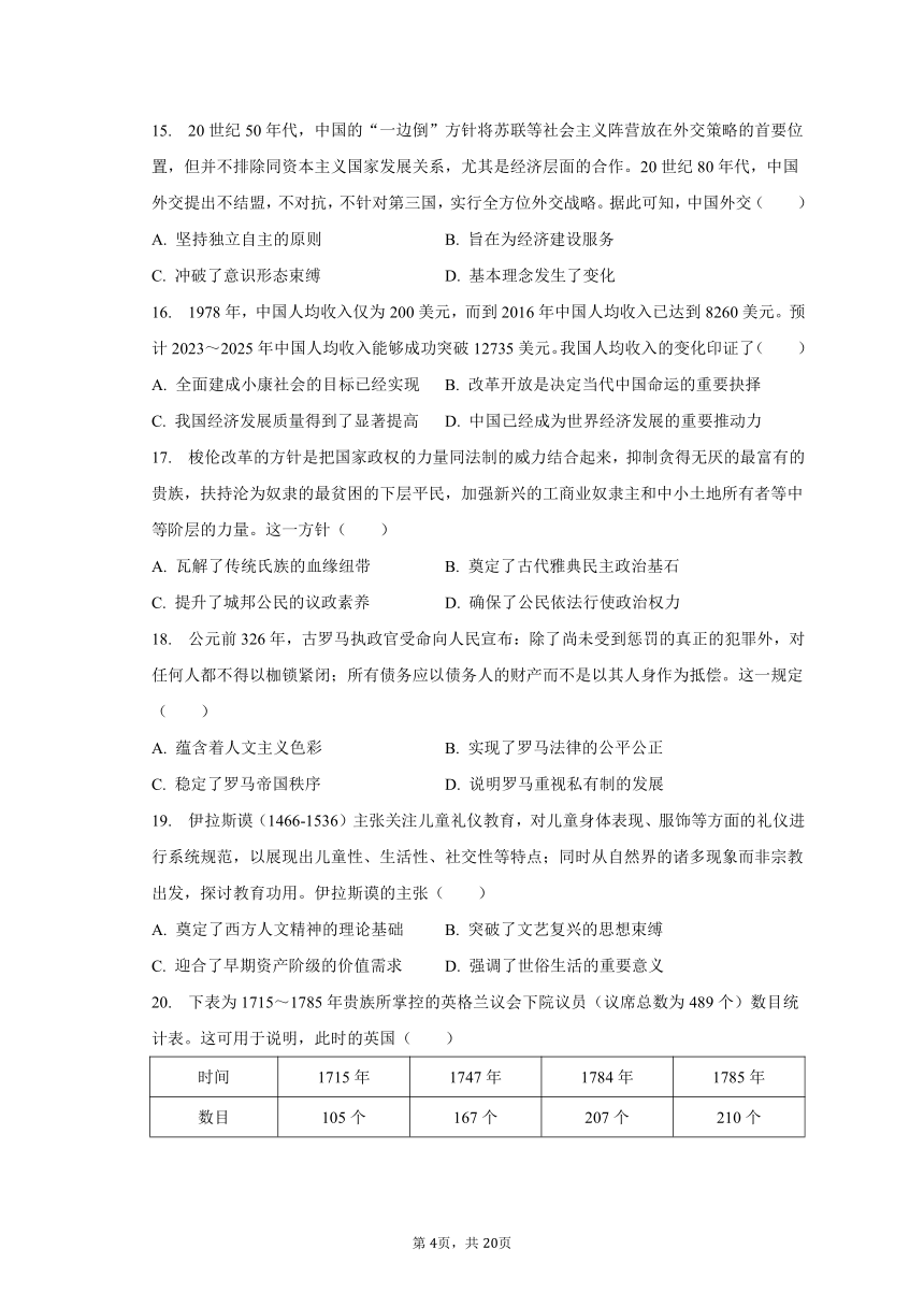 2022-2023学年陕西省安康市高二（下）期末历史试卷（含解析）