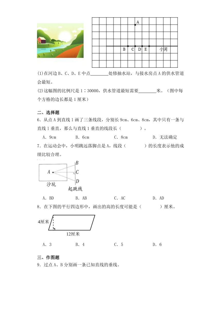 四年级数学上册同步练习（苏教版）8.5画垂线(含答案）