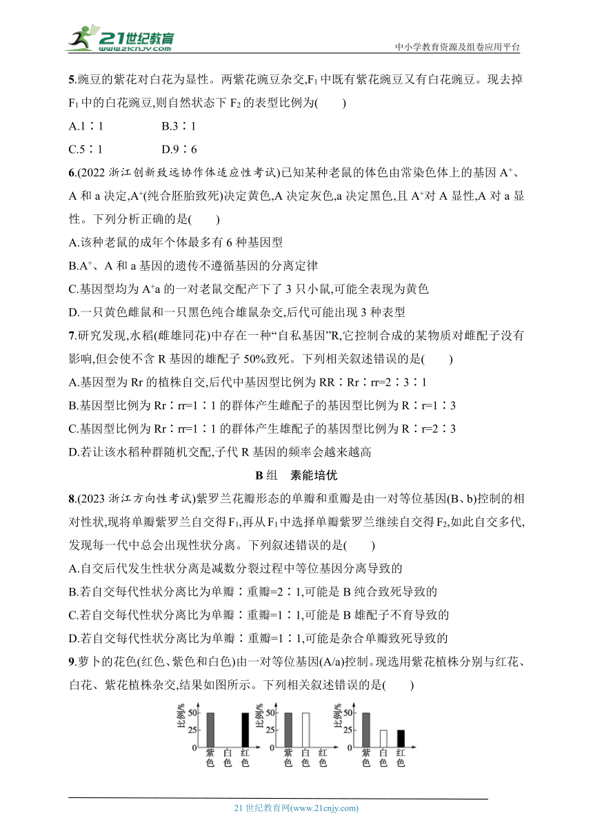 2025浙科版新教材生物学高考第一轮基础练--作业22　分离定律的题型突破（含解析）