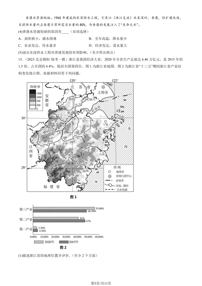 2023北京初二一模地理汇编：水资源（图片版含解析）