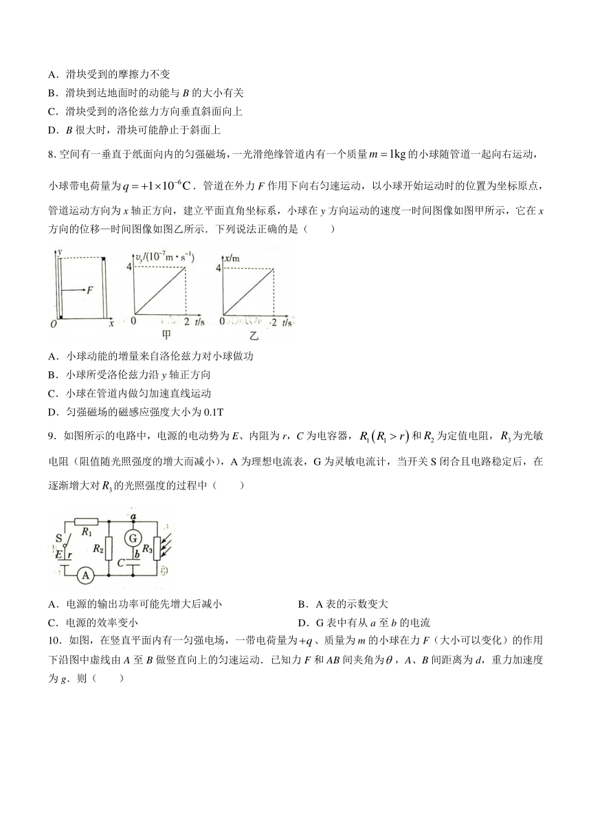 湖北省问津教育联合体2023-2024学年高二上学期12月质量检测物理试卷（含答案）