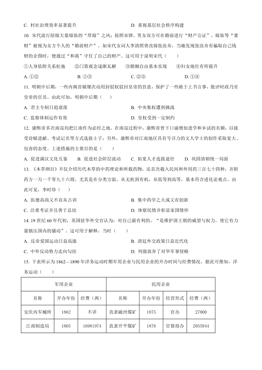 辽宁省铁岭市六校2022-2023学年高二下学期期末考试历史试题（解析版）