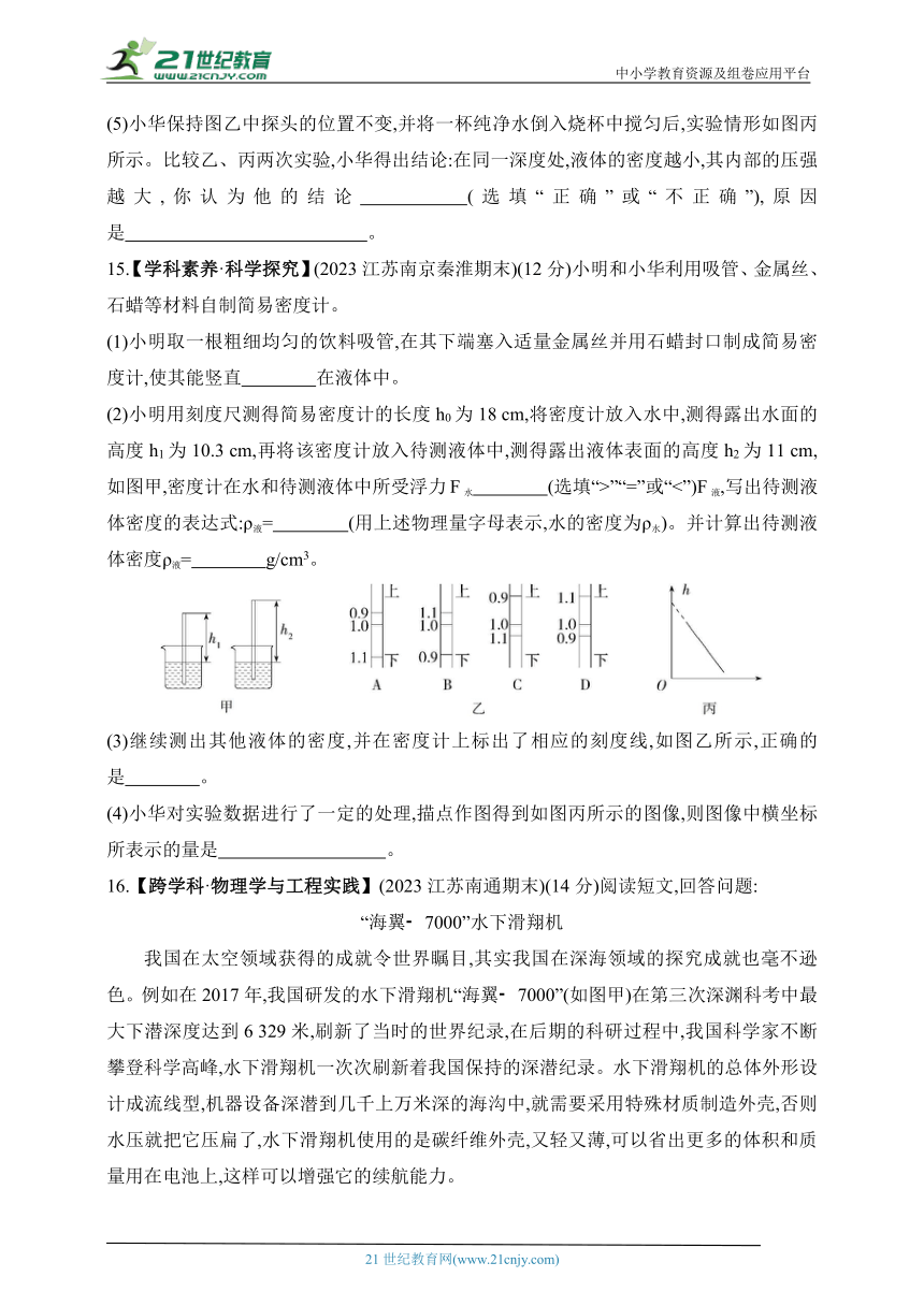 2024苏科版物理八年级下学期--期末素养综合测试(二)（有解析）