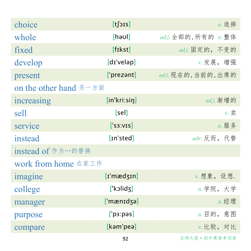 【课内词汇背背背】北师大版 初中英语八年级 (下) 单词表（pdf版）