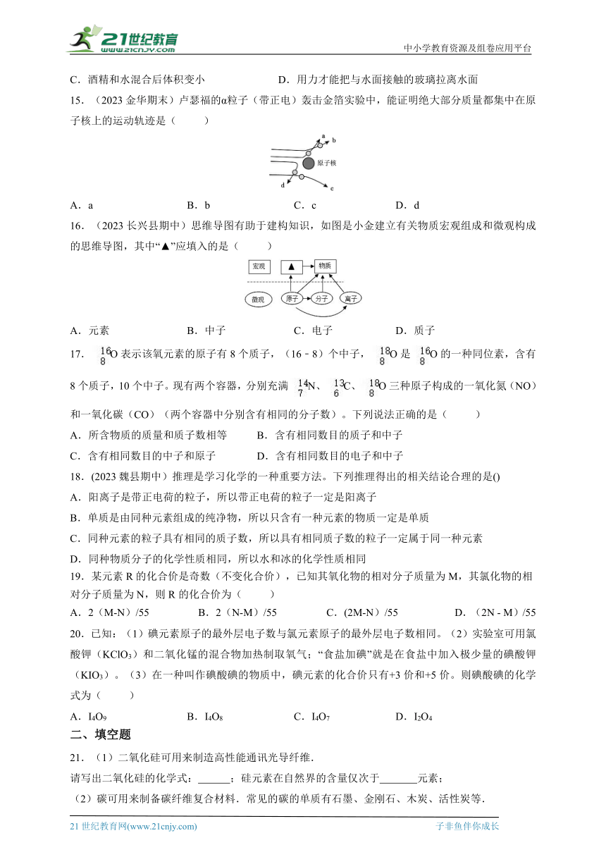 2023-2024华师大版科学八上期末冲刺之第六章 物质的构成（含答案）