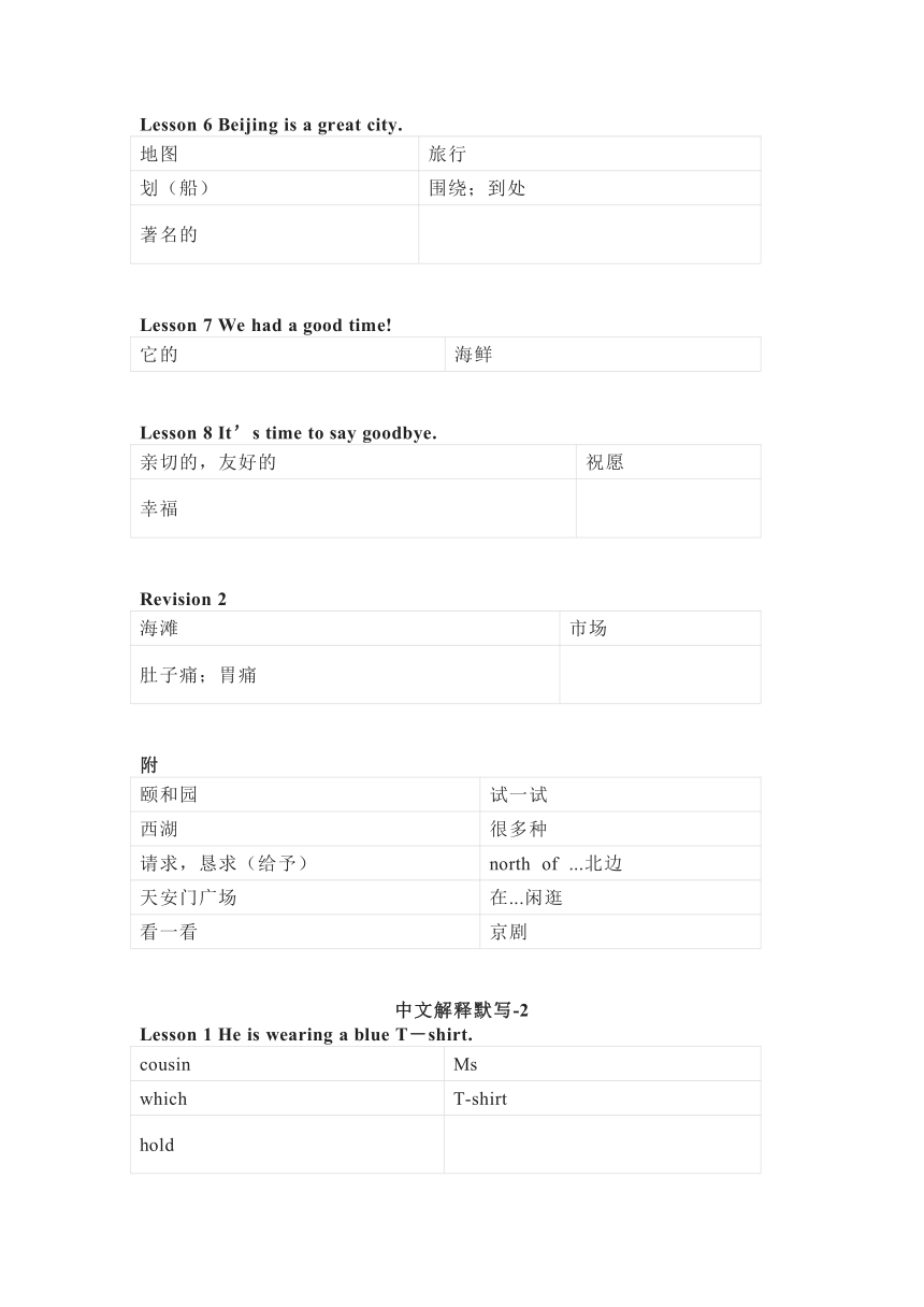 接力版英语六年级下册单词默写表