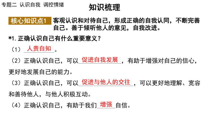 2024年中考道德与法治二轮总复习课件(共73张PPT)：专题二 认识自我  调控情绪