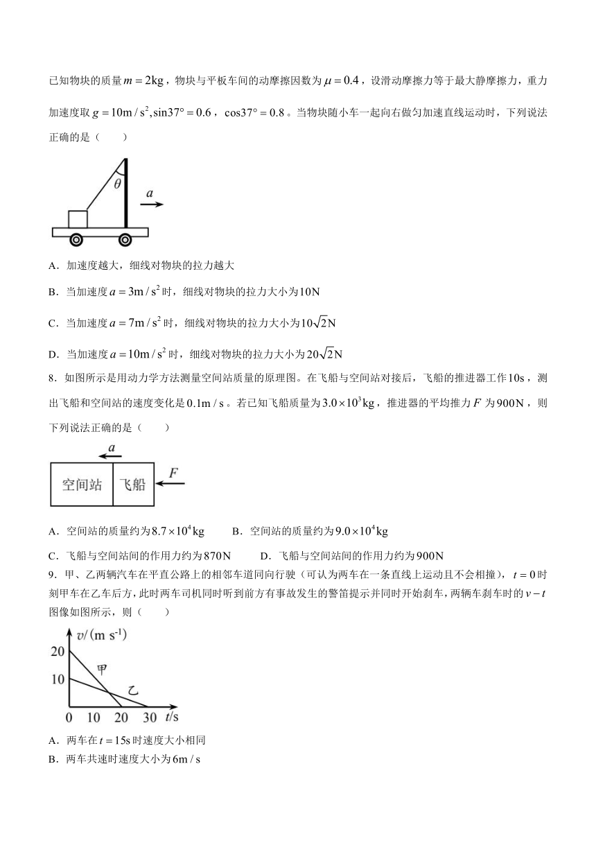 辽宁省沈阳市2023-2024学年高一上学期1月期末教学质量监测物理试题（含答案）