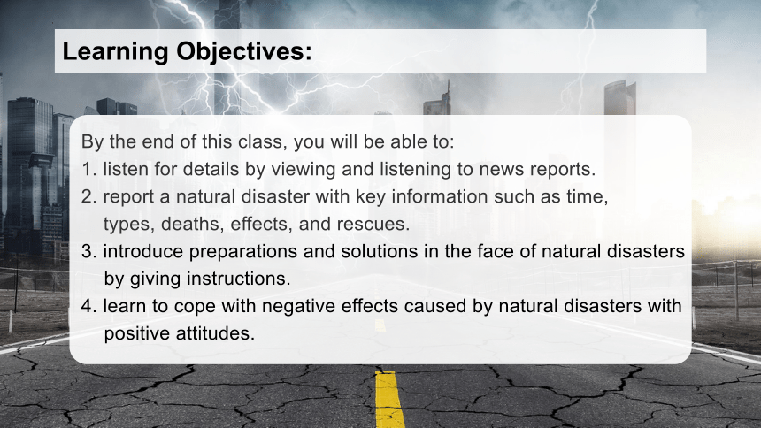 人教版（2019）  必修第一册  Unit 4 Natural Disasters  Listening and Speaking课件(共21张PPT，内镶嵌视频和音频)