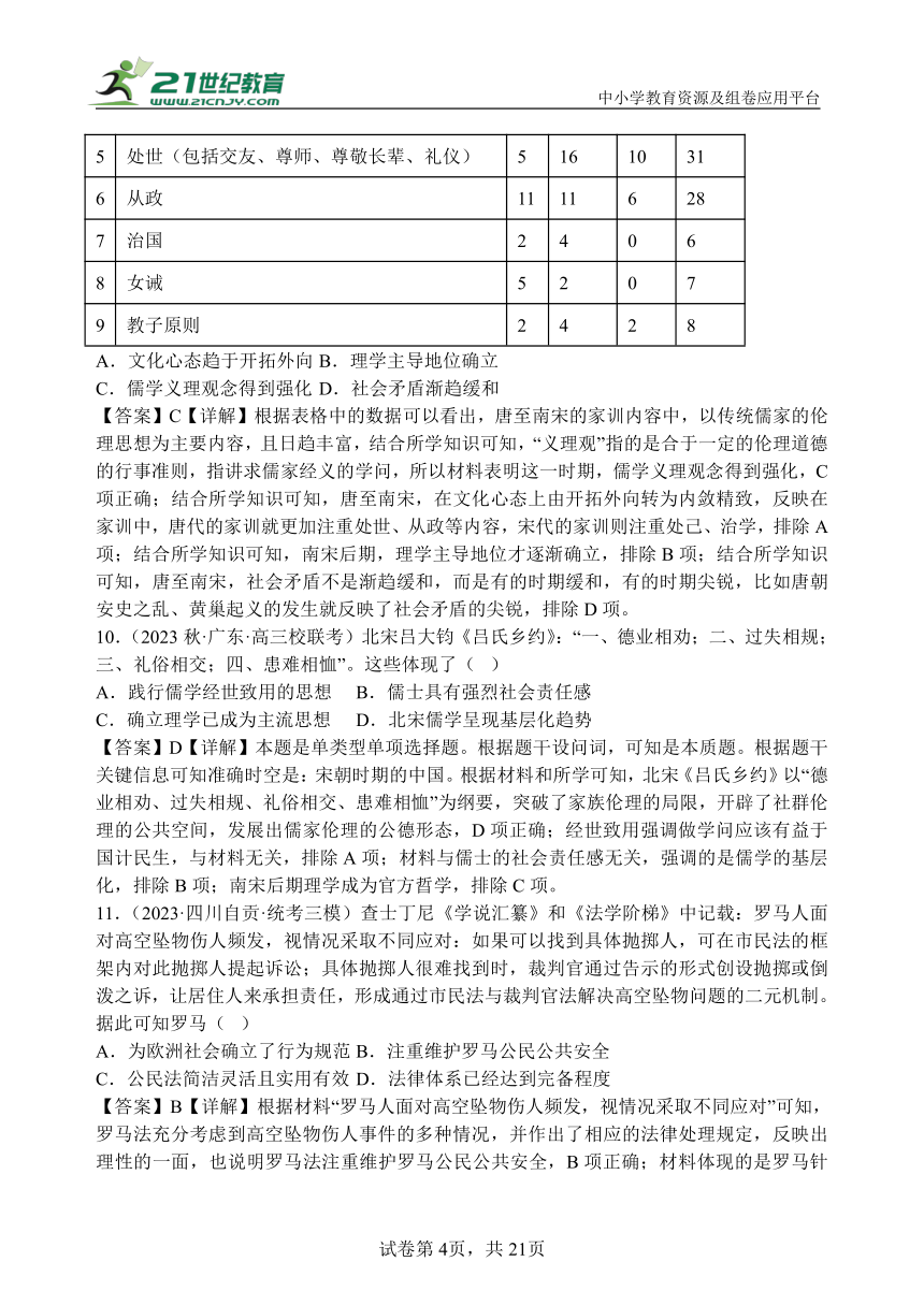 选必一第三单元法律与教化测试题（含解析）