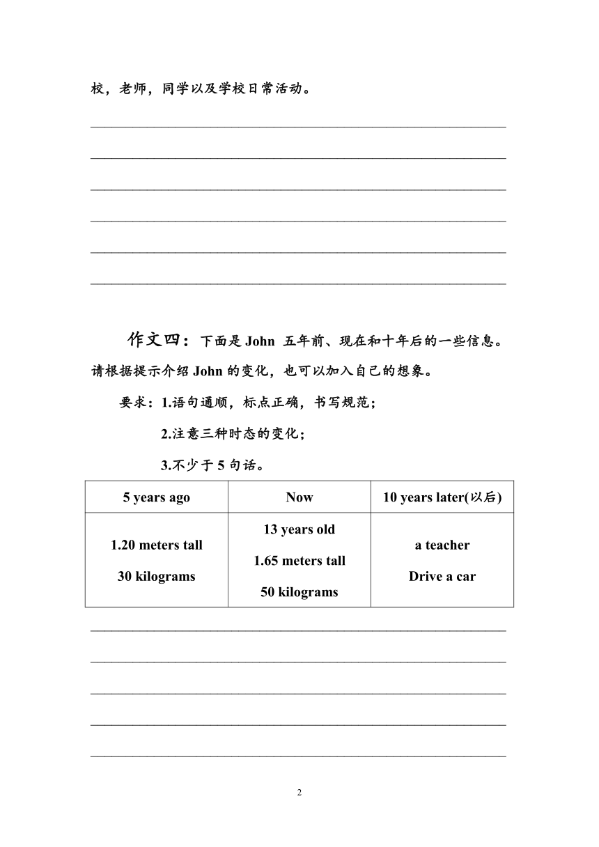 人教版(PEP)六年级下册期末英语主题作文模拟训练题（含答案）