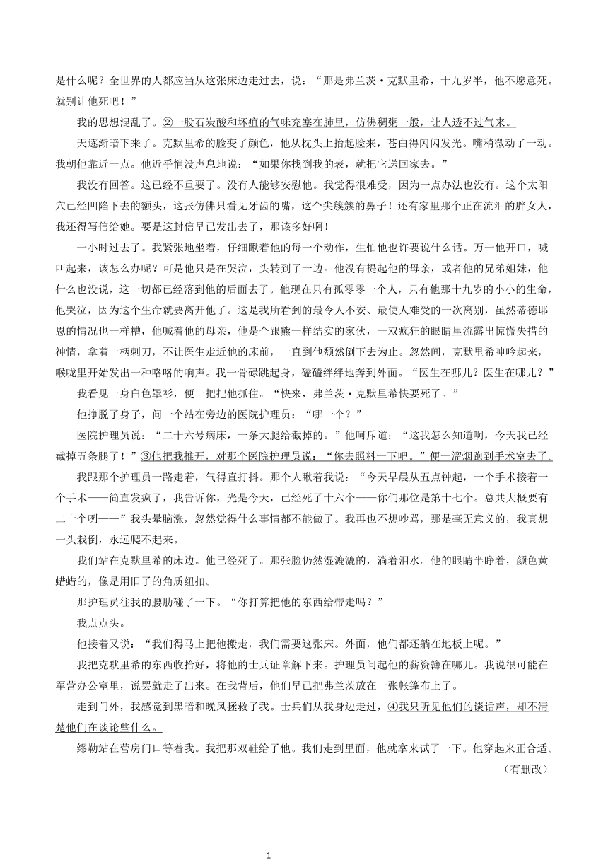 2024届山西省部分地区高三上学期12月语文试题分类汇编：文学类文本阅读（含答案）